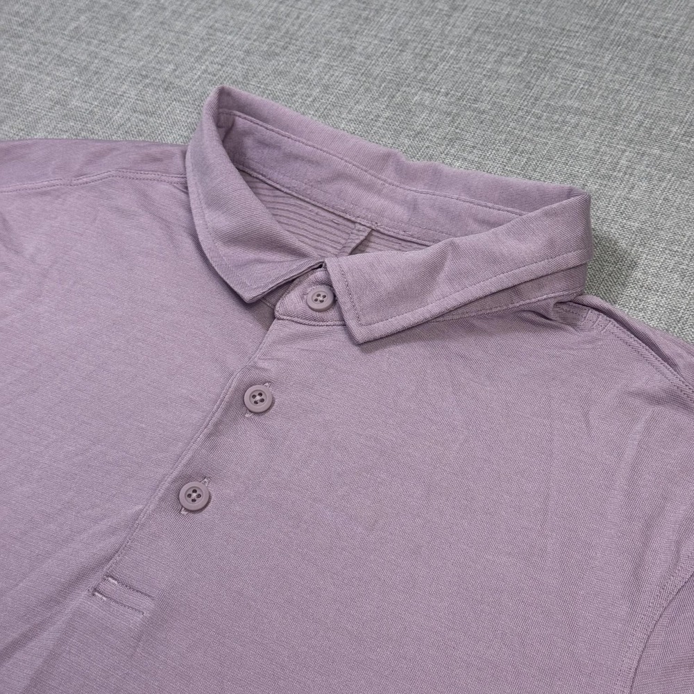 Lululemon Polo Mens Medium Pink Short Sleeve Collared‎ Button Activewear